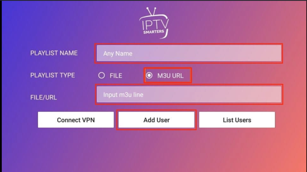 connexion avec les codes m3u 